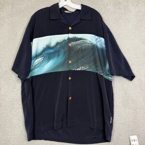 Vintage Men's Aaron Chang XL Button Up Short Sleeve Big Wave Hawaiian Shirt